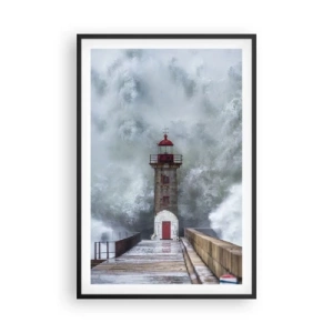 Poster in een zwarte lijst - Het gebrul van het water, het geluid zal blazen - 61x91 cm