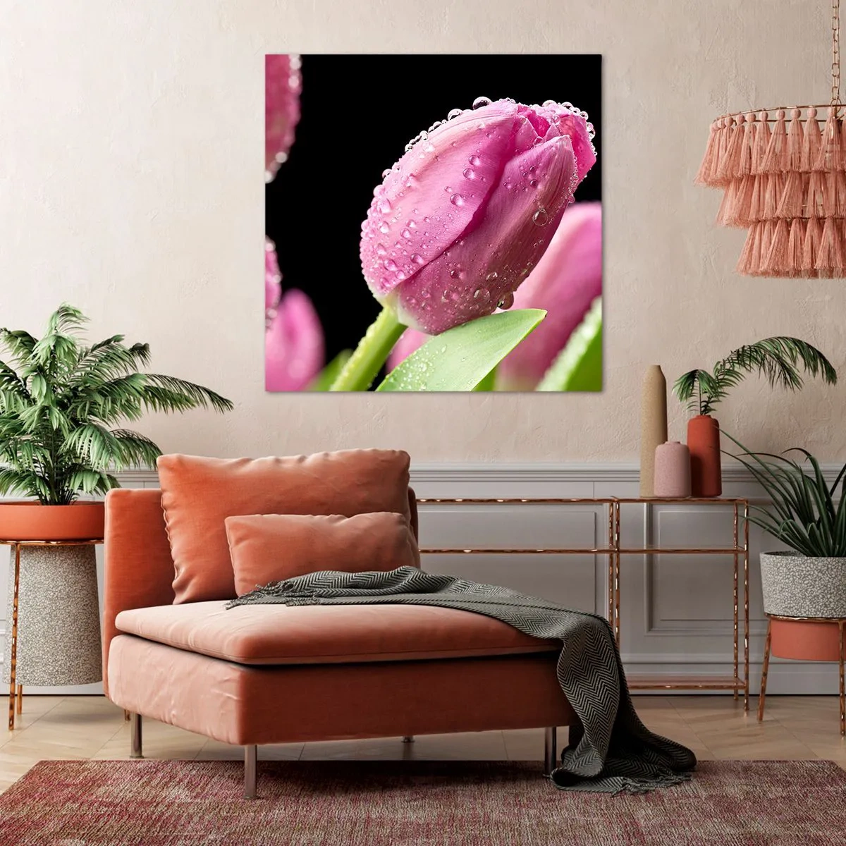 Schilderen op canvas - Lila droom in dauw - 70x70 cm