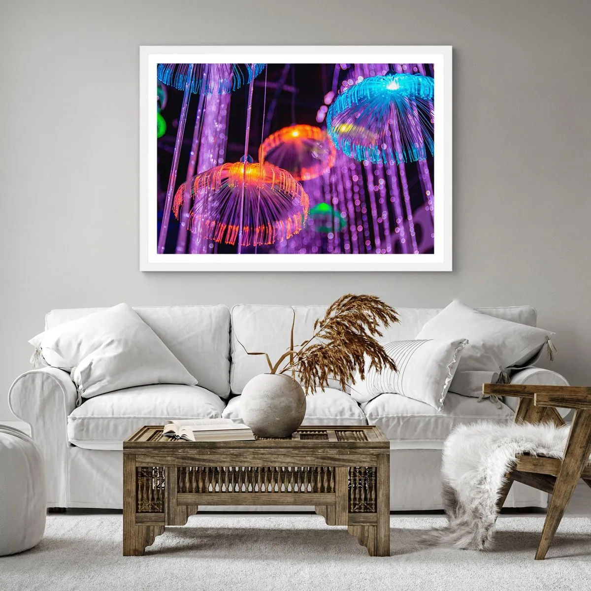 Poster in een witte lijst - Lichte fontein - 50x50 cm