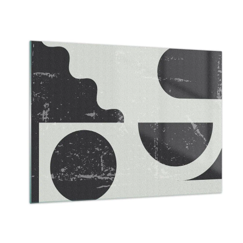 Schilderen op glas - Abstracte geometrische afbeeldingen met schaafwonden - 70x50cm - Compositie boven en onder - Moderne wanddecoratie voor woonkamer en slaapkamer ARTTOR
