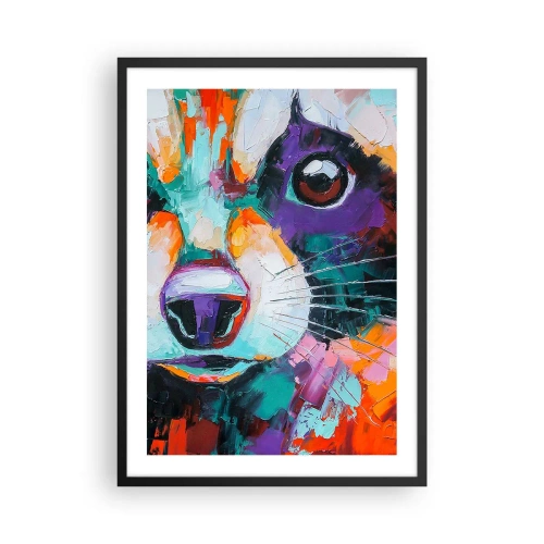 Poster in een zwarte lijst - Kleurrijk abstract portret van een dier met een expressief oog - 50x70cm - Alleen goede emoties - Moderne wanddecoratie voor woonkamer en slaapkamer ARTTOR