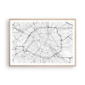 Een poster in een licht eiken lijst - Parijs bloem - 100x70 cm