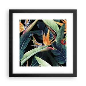 Poster in een zwarte lijst - Vlammende bloemen van de tropen - 30x30 cm