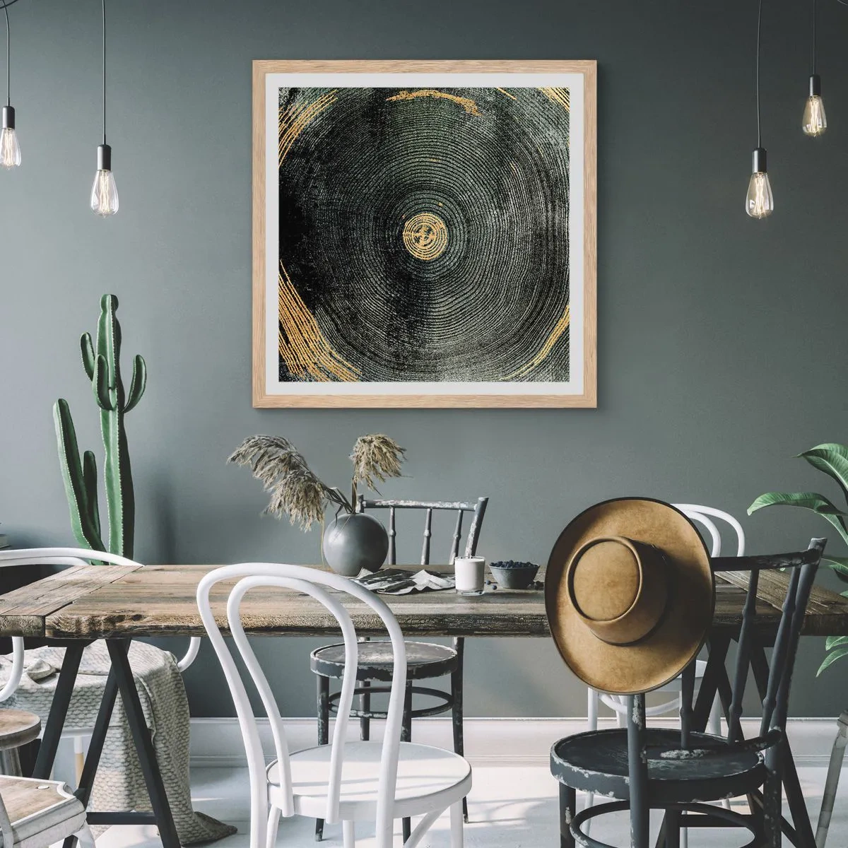 Een poster in een licht eiken lijst - Veranderen en zijn - 30x30 cm