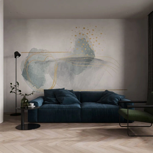 Fotobehang op maat Premium Canvas - Over de relatie tussen grijs en goud - Abstractie, Deel, Interessante vormen
