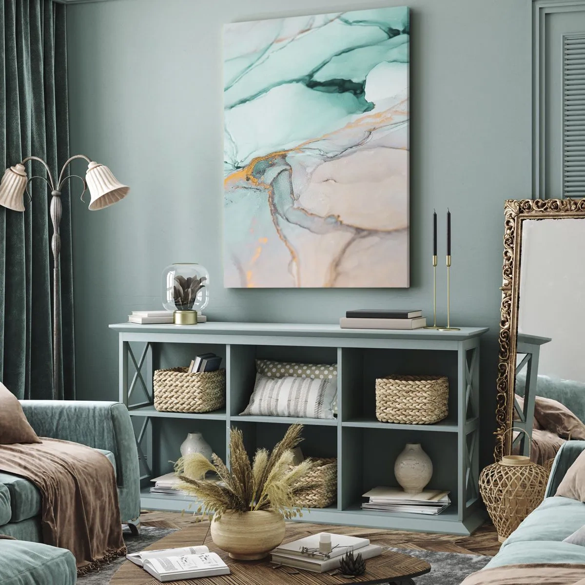 Schilderen op canvas - Een dans van vormen en kleuren - 45x80 cm