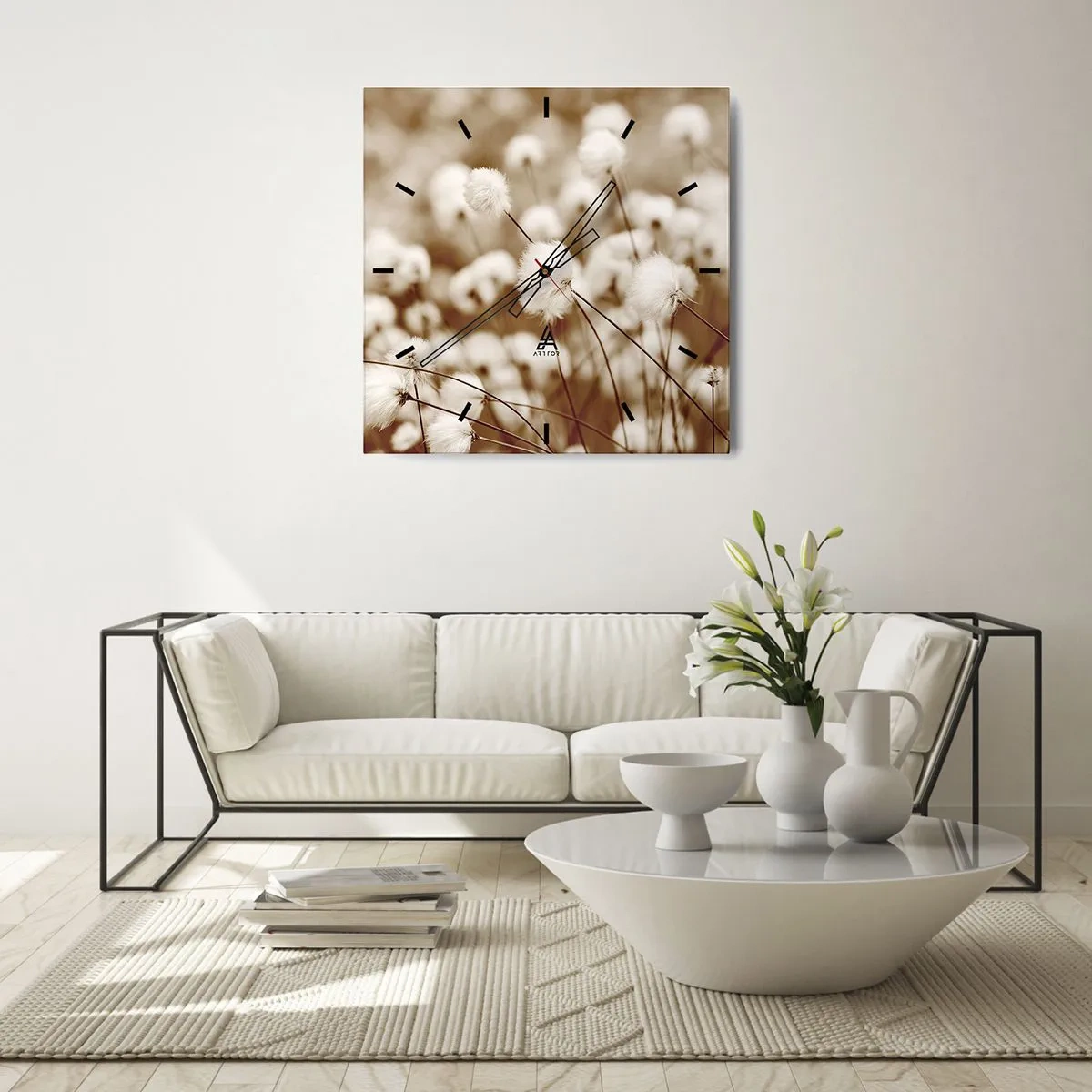 Wandklok - Klok - Pluizig korenveld - 40x40 cm