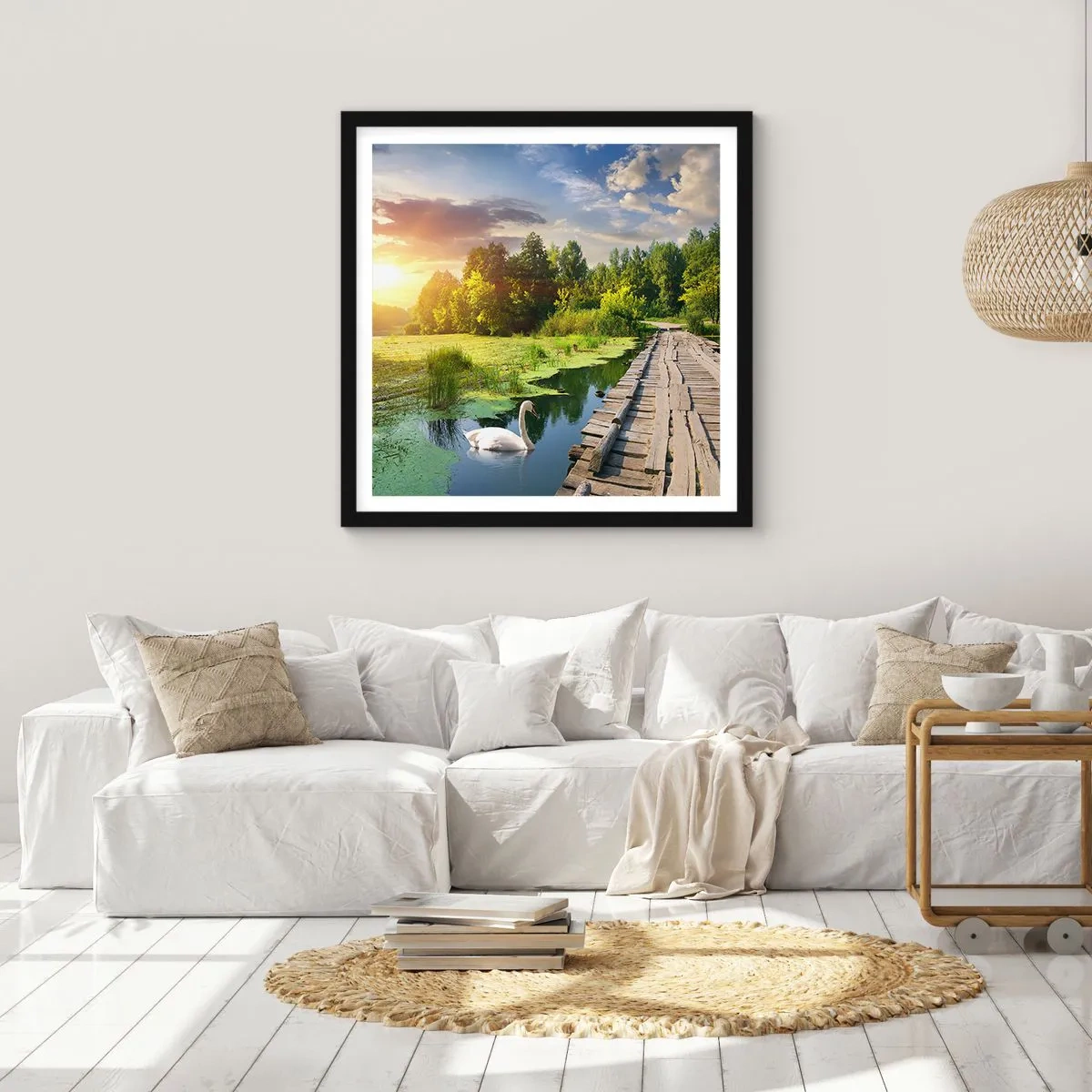Poster in een zwarte lijst - Zomer, zomer overal - 30x30 cm