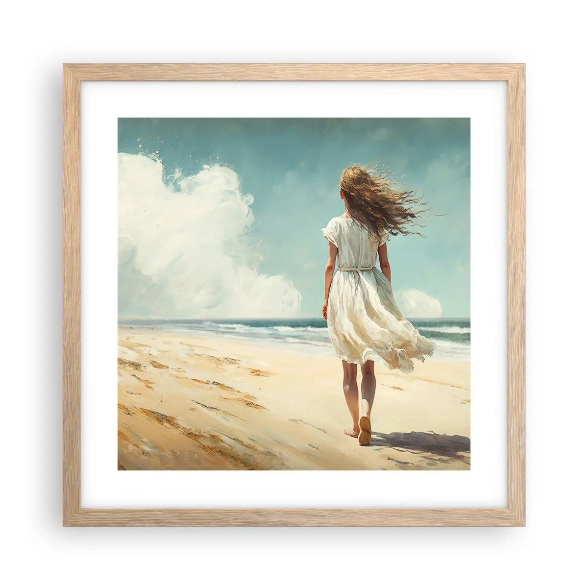 Een poster in een licht eiken lijst - Om de zon en de wind te ontmoeten - 40x40 cm