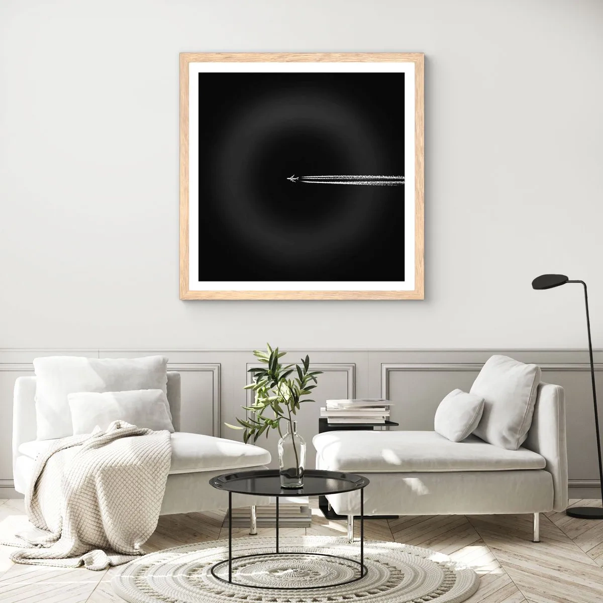 Een poster in een licht eiken lijst - Naar een andere dimensie - 60x60 cm