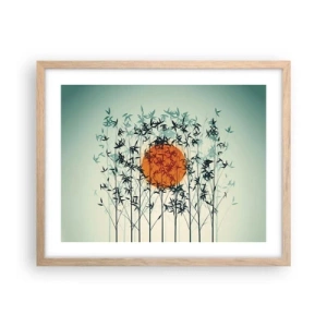 Een poster in een licht eiken lijst - Japanse zon - 50x40 cm