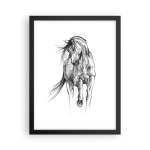 Poster in een zwarte lijst - In een sierlijke draf - 30x40 cm