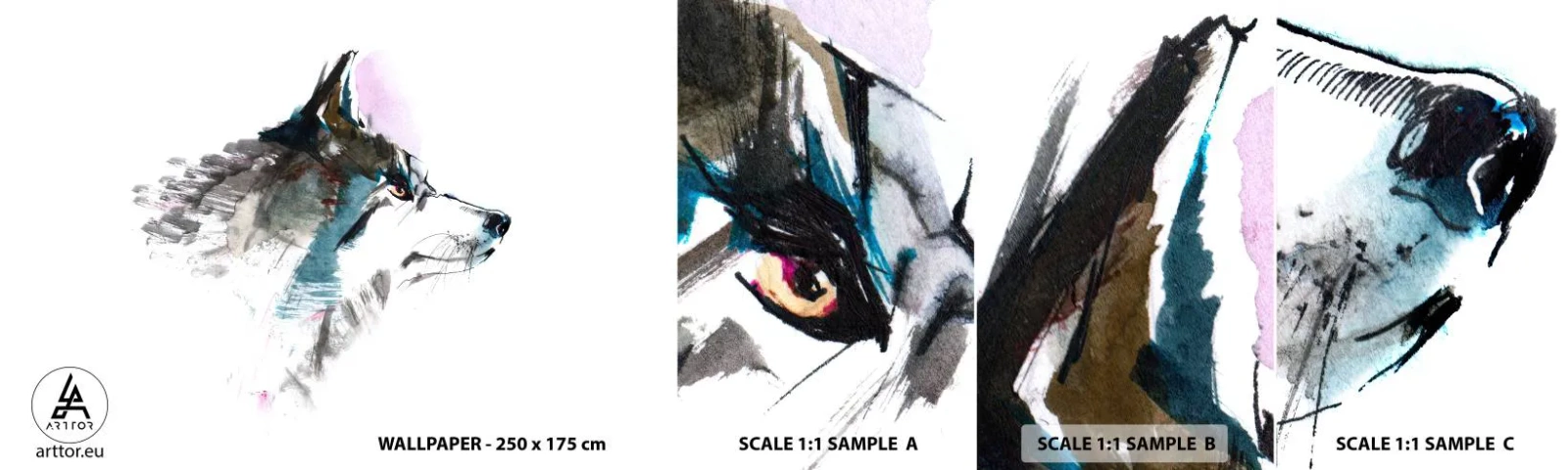 Fotobehang Staaltje Standard Eco - Als we het over de duivel hebben - Abstractie, Dieren, Hond - 100x30 cm