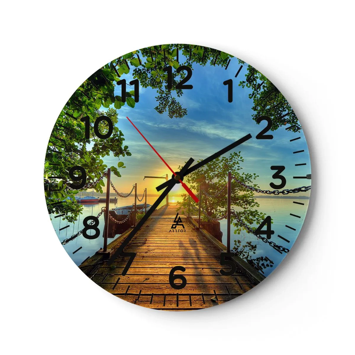Wandklok - Klok - Zonsondergang boven het water - 30x30 cm