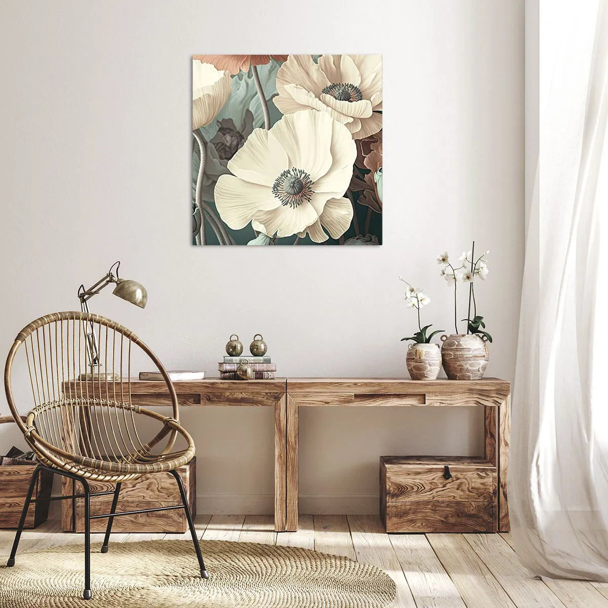Schilderen op canvas - Het gefluister van klaprozen - 30x30 cm