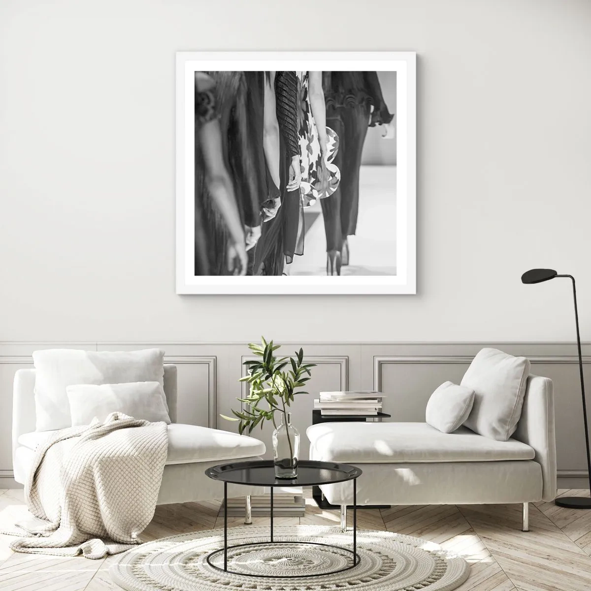 Poster in een witte lijst - Een stijlvolle optocht - 40x40 cm