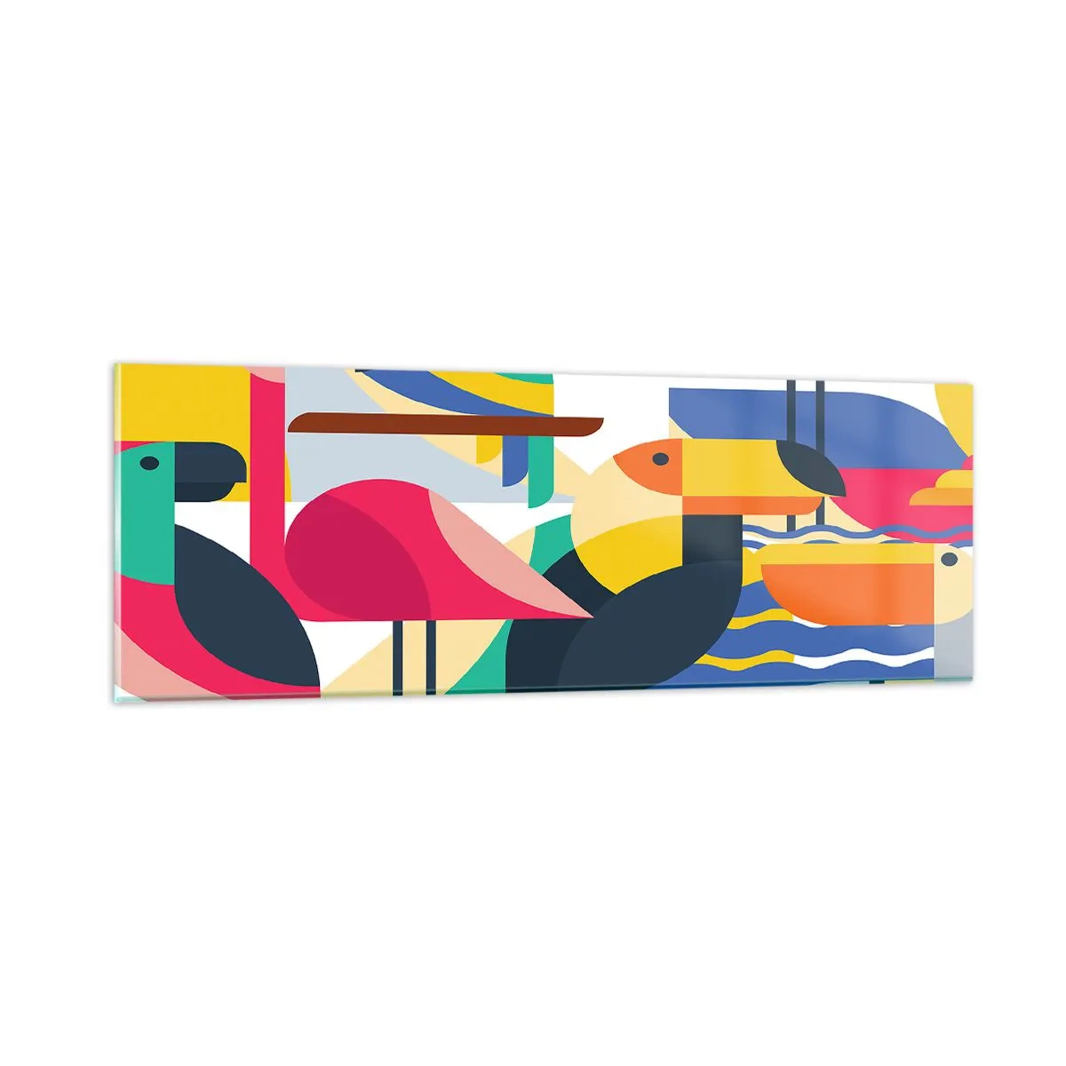 Schilderen op glas - Vogelfeestje - 90x30 cm