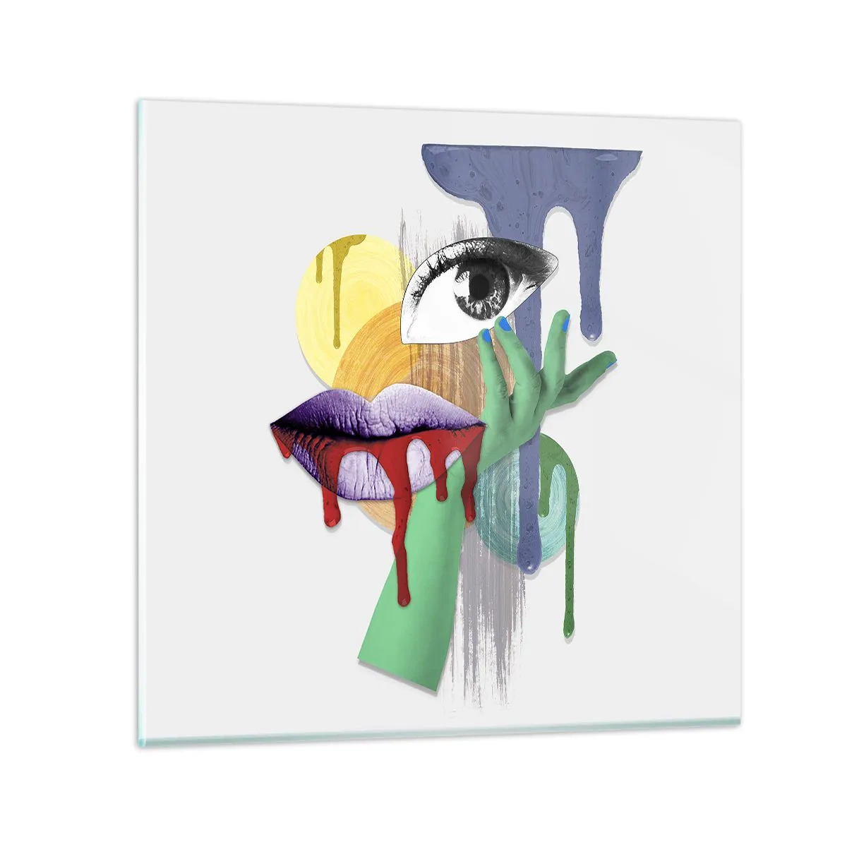 Schilderen op glas - Een gedeconstrueerd portret - 60x60 cm