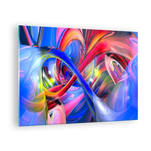 Schilderen op glas - Abstracte, kleurrijke lijnen en energieke dynamiek - 70x50cm - Een dans van kleuren - Moderne wanddecoratie voor woonkamer en slaapkamer ARTTOR