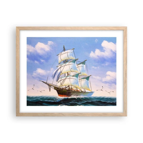 Een poster in een licht eiken lijst - Trots met de wind - 50x40 cm