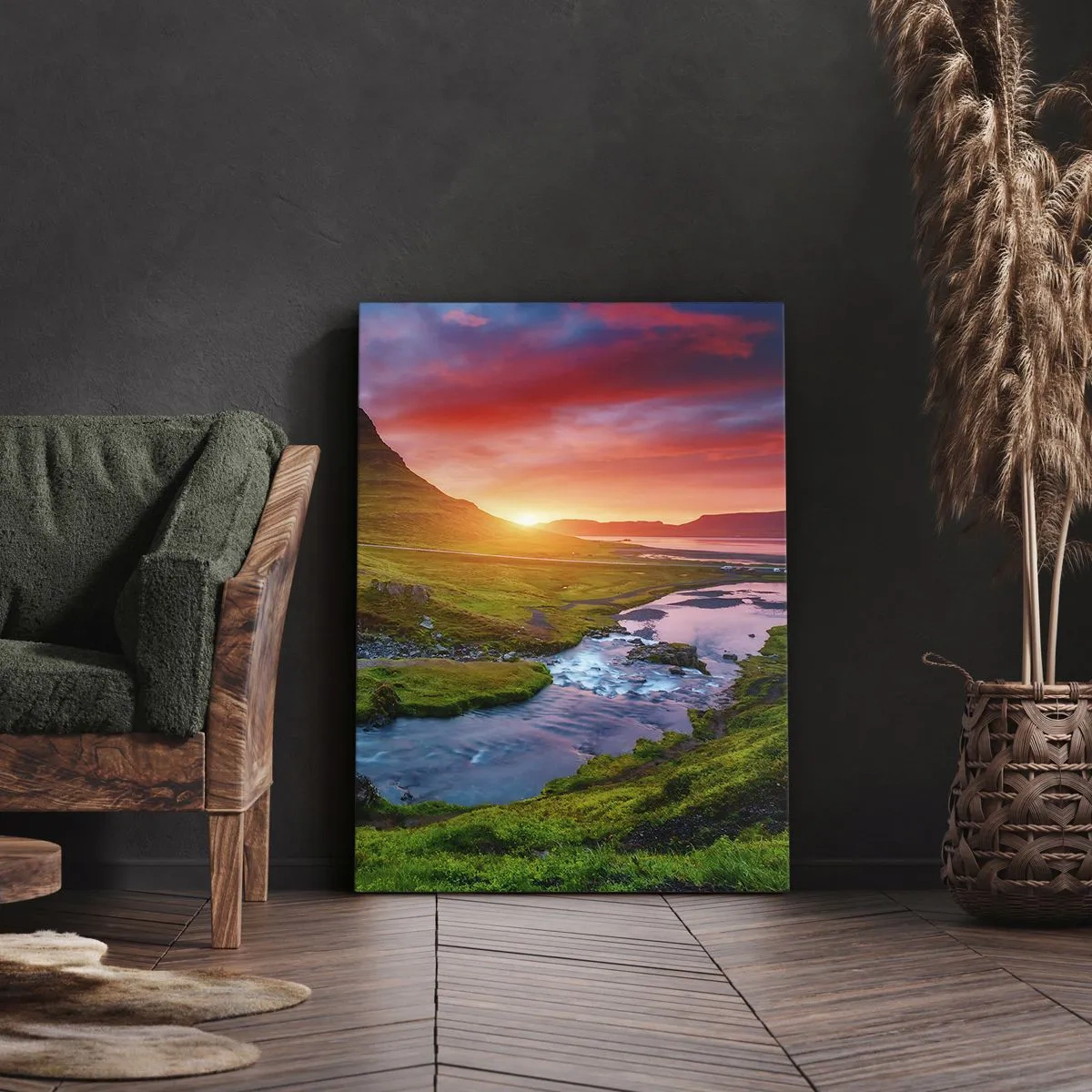 Schilderen op canvas - IJsland - vuur en water - 65x120 cm