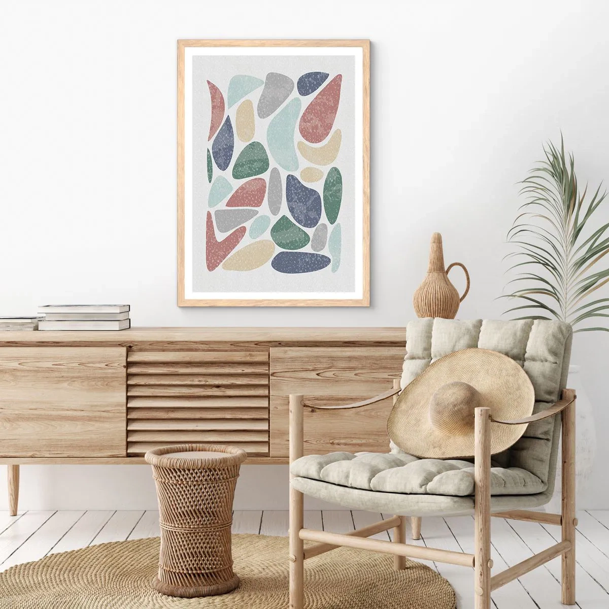 Een poster in een licht eiken lijst - Een mozaïek van poederkleuren - 30x40 cm