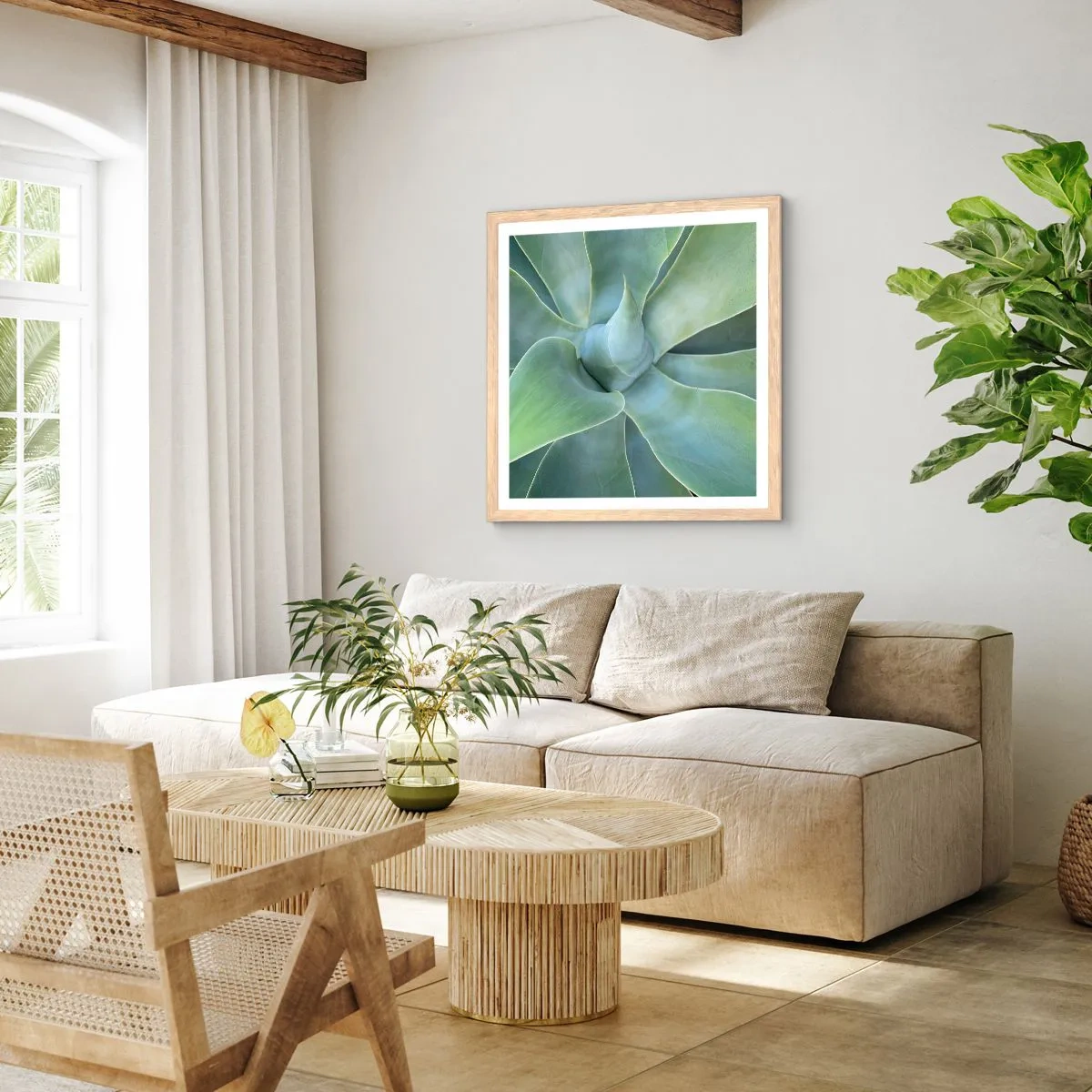 Een poster in een licht eiken lijst - De geboorte van groen - 40x40 cm