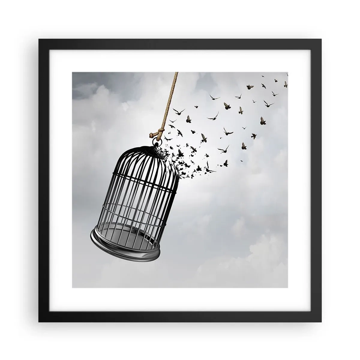 Poster in een zwarte lijst - Geloof ... Hoop ... Vrijheid! - 40x40 cm