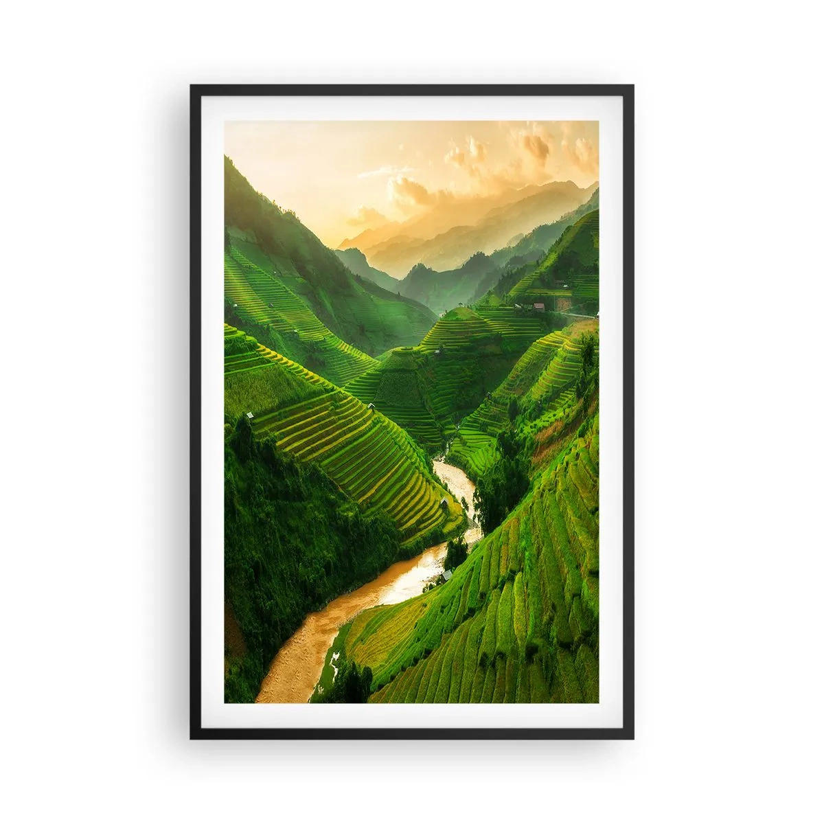 Poster in een zwarte lijst - Vietnamese vallei - 61x91 cm