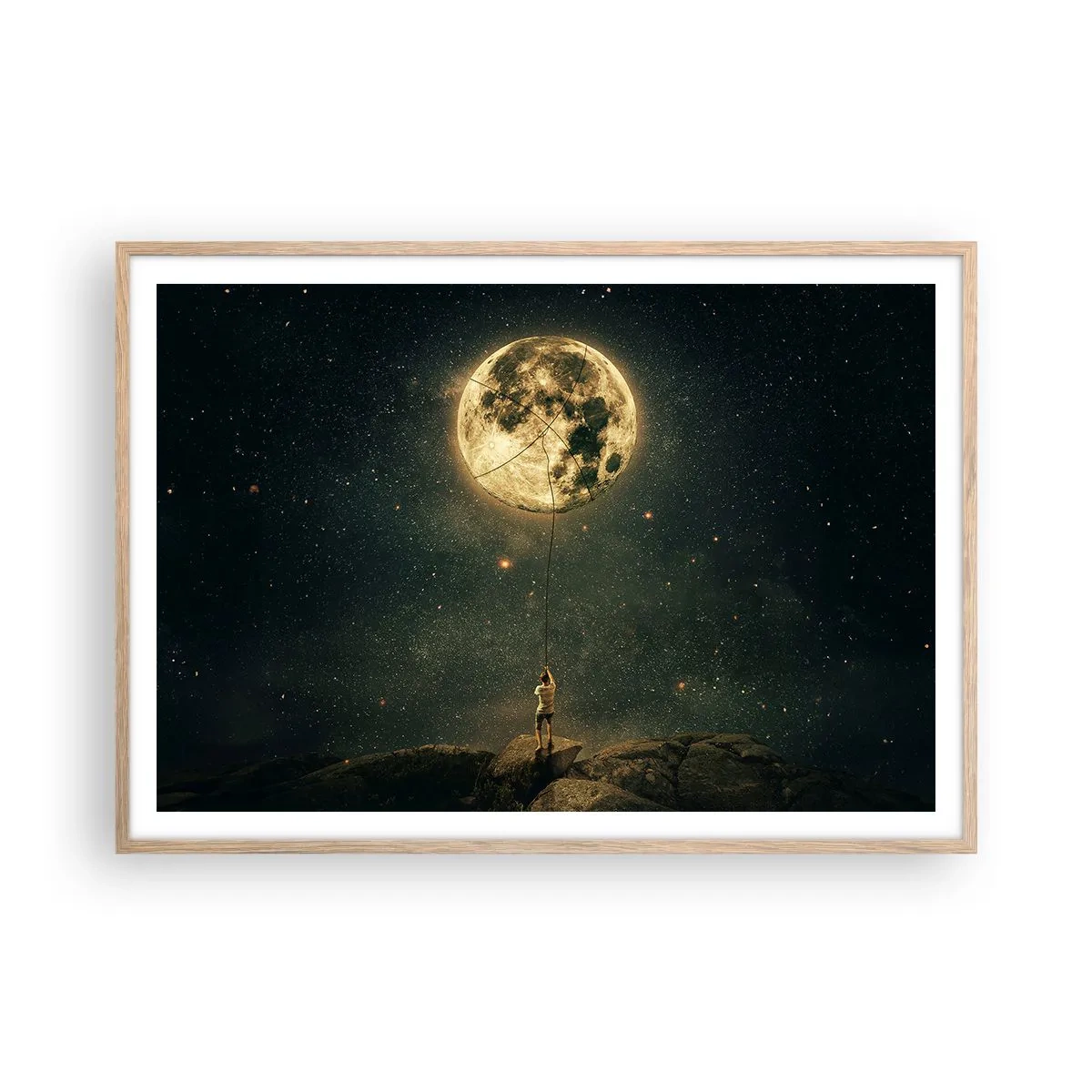 Een poster in een licht eiken lijst - Iemand die de maan heeft gestolen - 100x70 cm