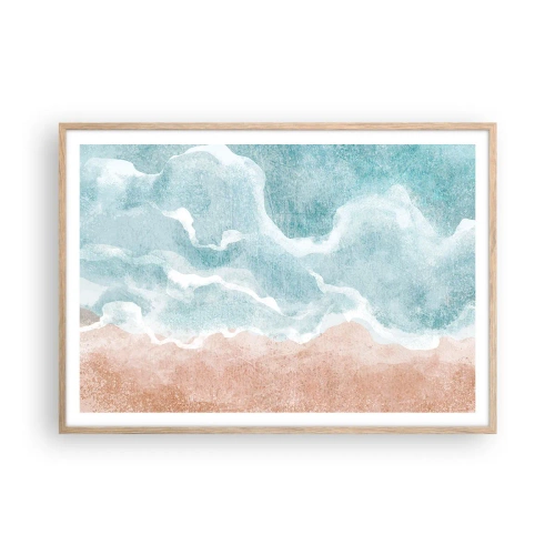 Een poster in een licht eiken lijst - Wolkenabstractie - 100x70 cm