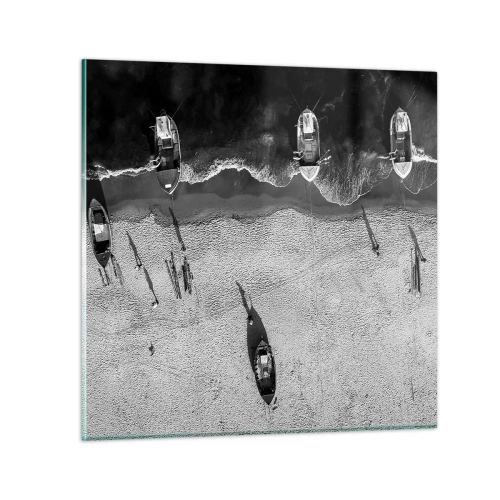 Schilderen op glas - Nog steeds aan de oever… - 70x70 cm