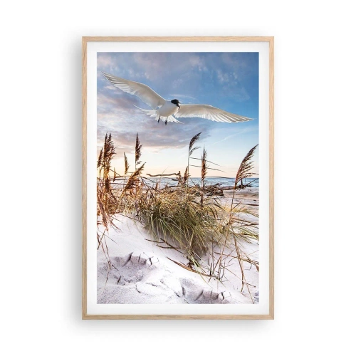 Een poster in een licht eiken lijst - Wind uit zee - 61x91 cm