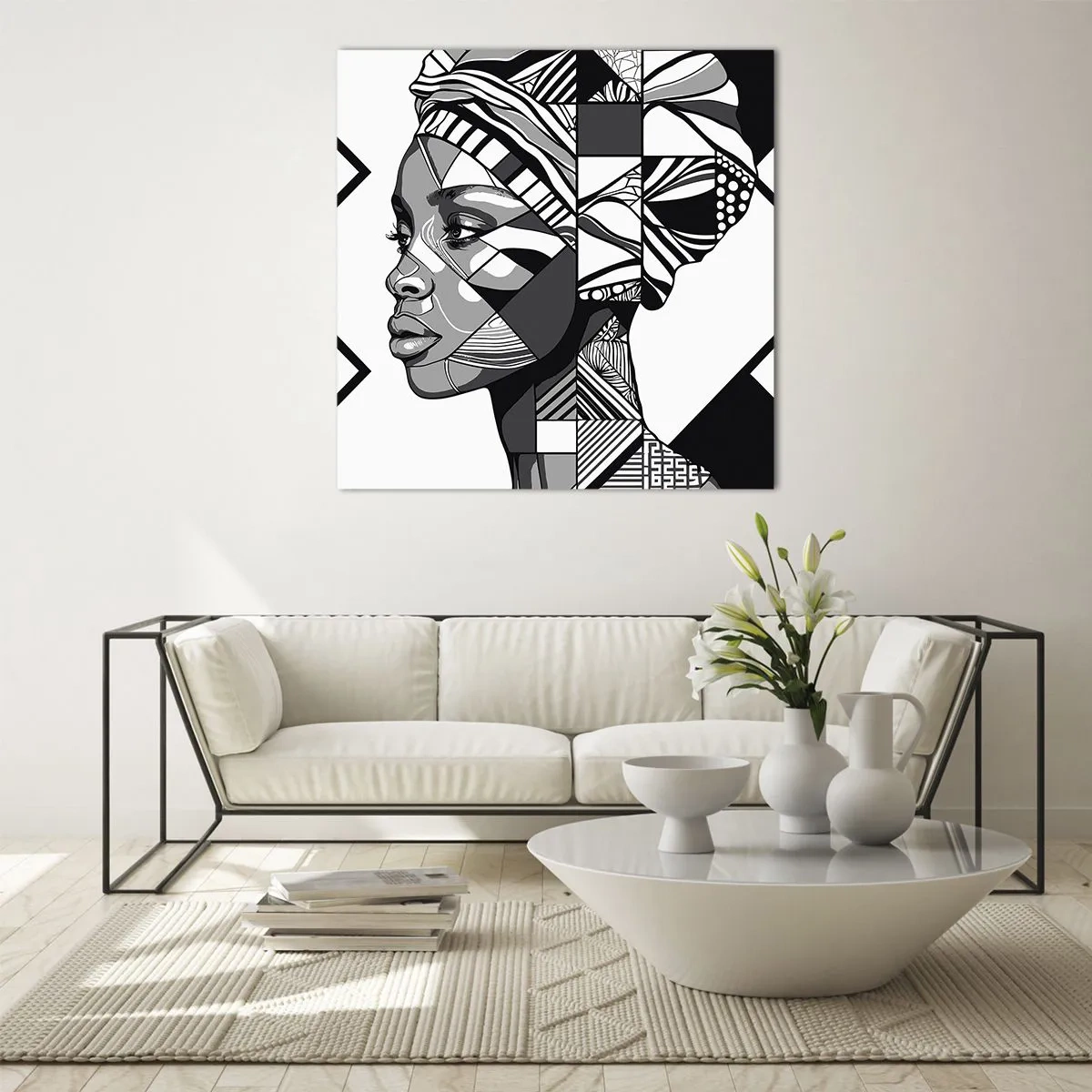 Schilderen op glas - Etnisch portret - 40x40 cm