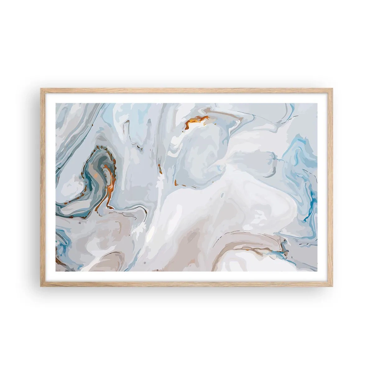 Een poster in een licht eiken lijst - Het wit is verheven - 91x61 cm