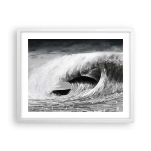 Poster in een witte lijst - De woede van de oceaan - 50x40 cm