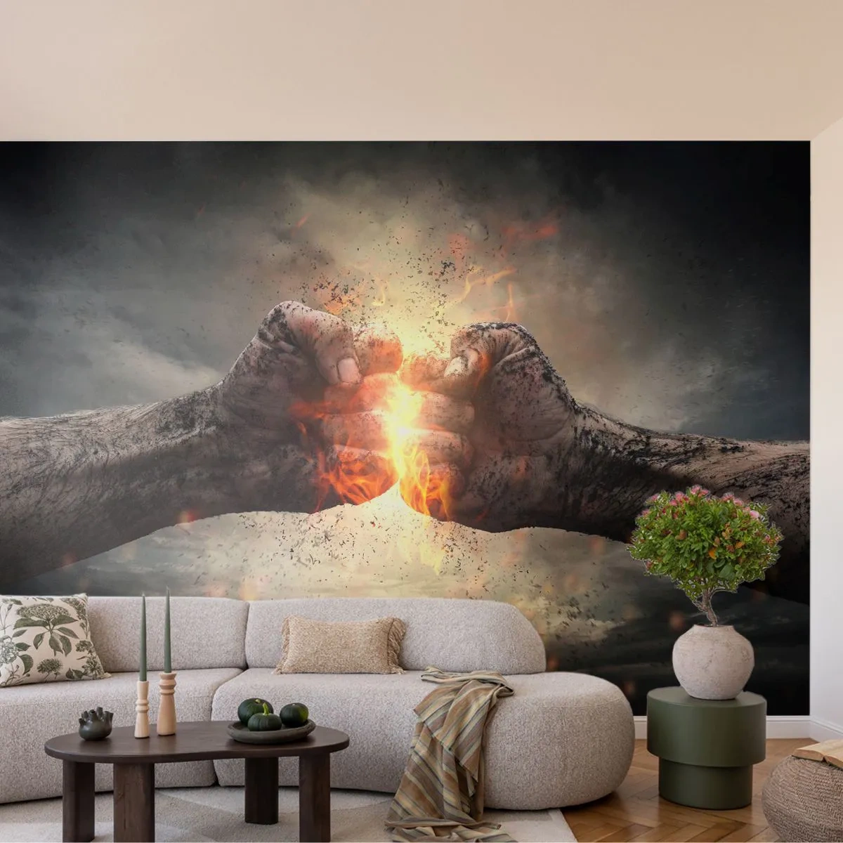 Fotobehang Premium Canvas - Sta op voor een gevecht - Abstractie, Gebalde hand, Kracht - 250x175 cm