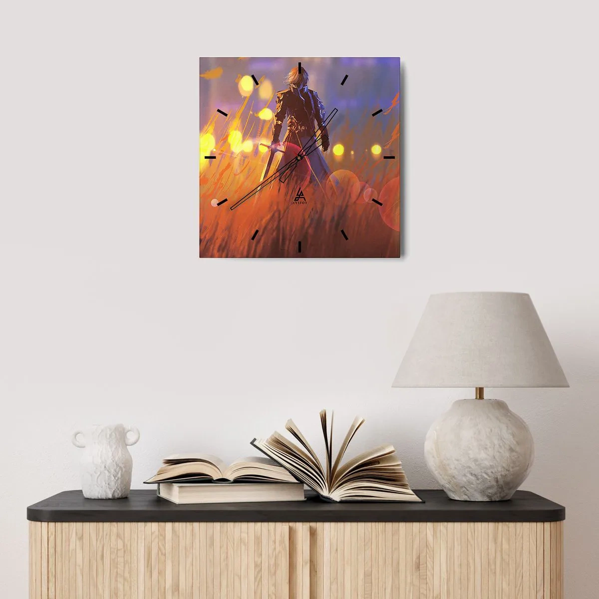 Wandklok - Klok - Dolende ridder - 40x40 cm