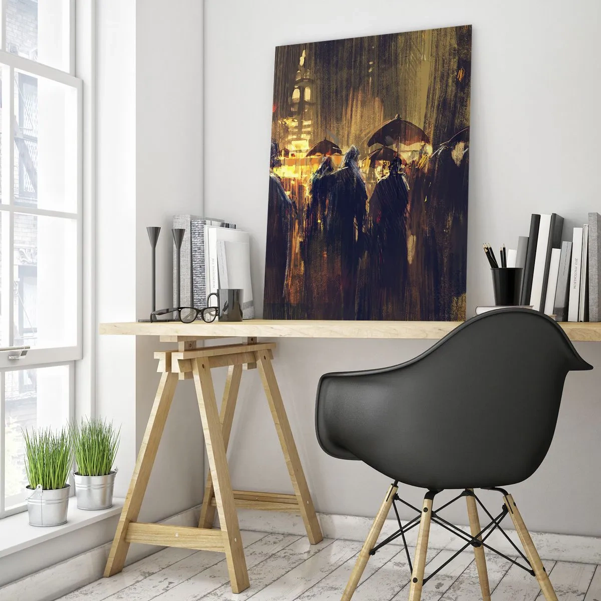 Schilderen op glas - Volgelingen van de regen - 50x70 cm