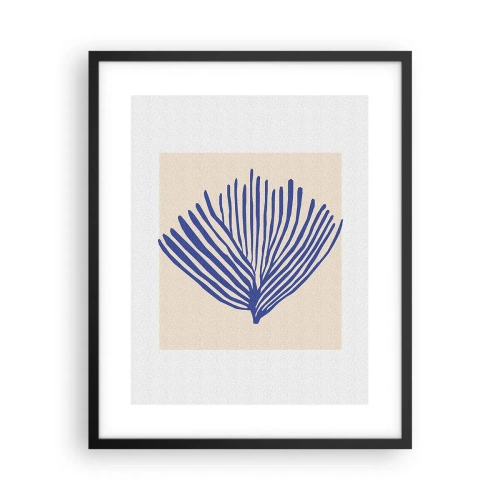 Poster in een zwarte lijst - Blauwe waaier - 40x50 cm