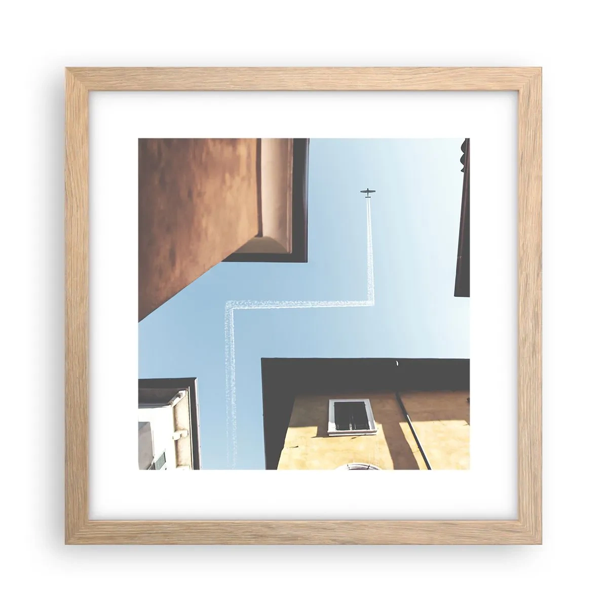 Een poster in een licht eiken lijst - Boven het doolhof van de stad - 30x30 cm