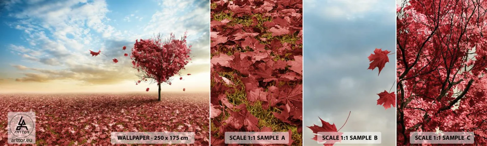 Fotobehang Staaltje Standard Eco - Word ook verliefd - Landschap, Grafisch, Boom - 100x30 cm