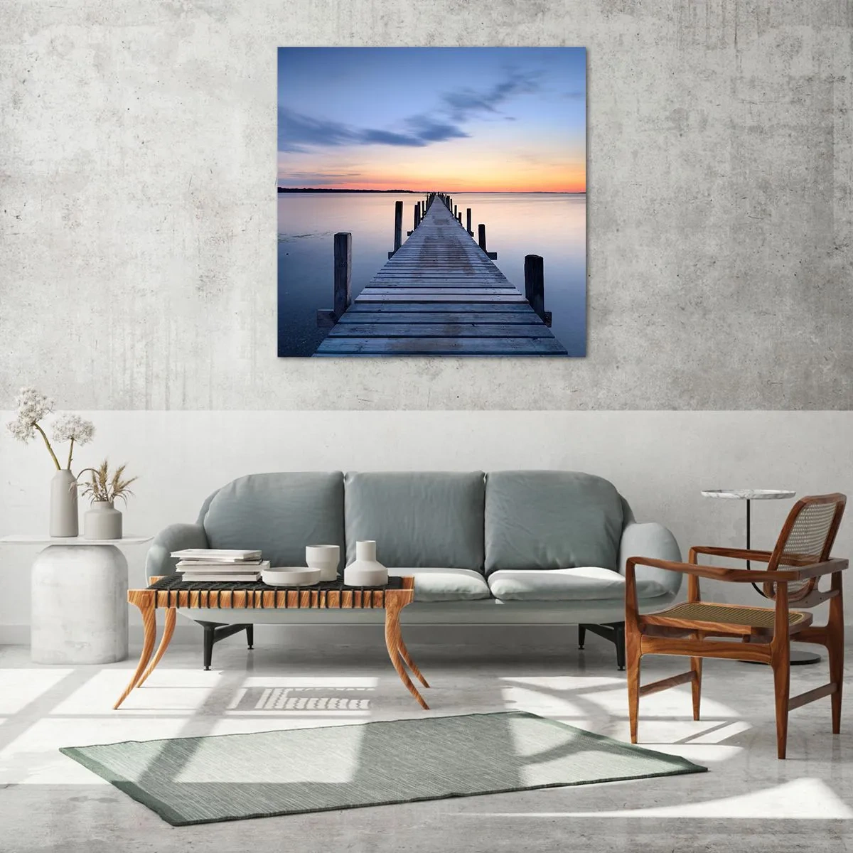 Schilderen op glas - De rust van een serene schemering - 70x70 cm