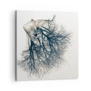 Schilderen op canvas - Luisteren naar het gefluister van bomen - 60x60 cm