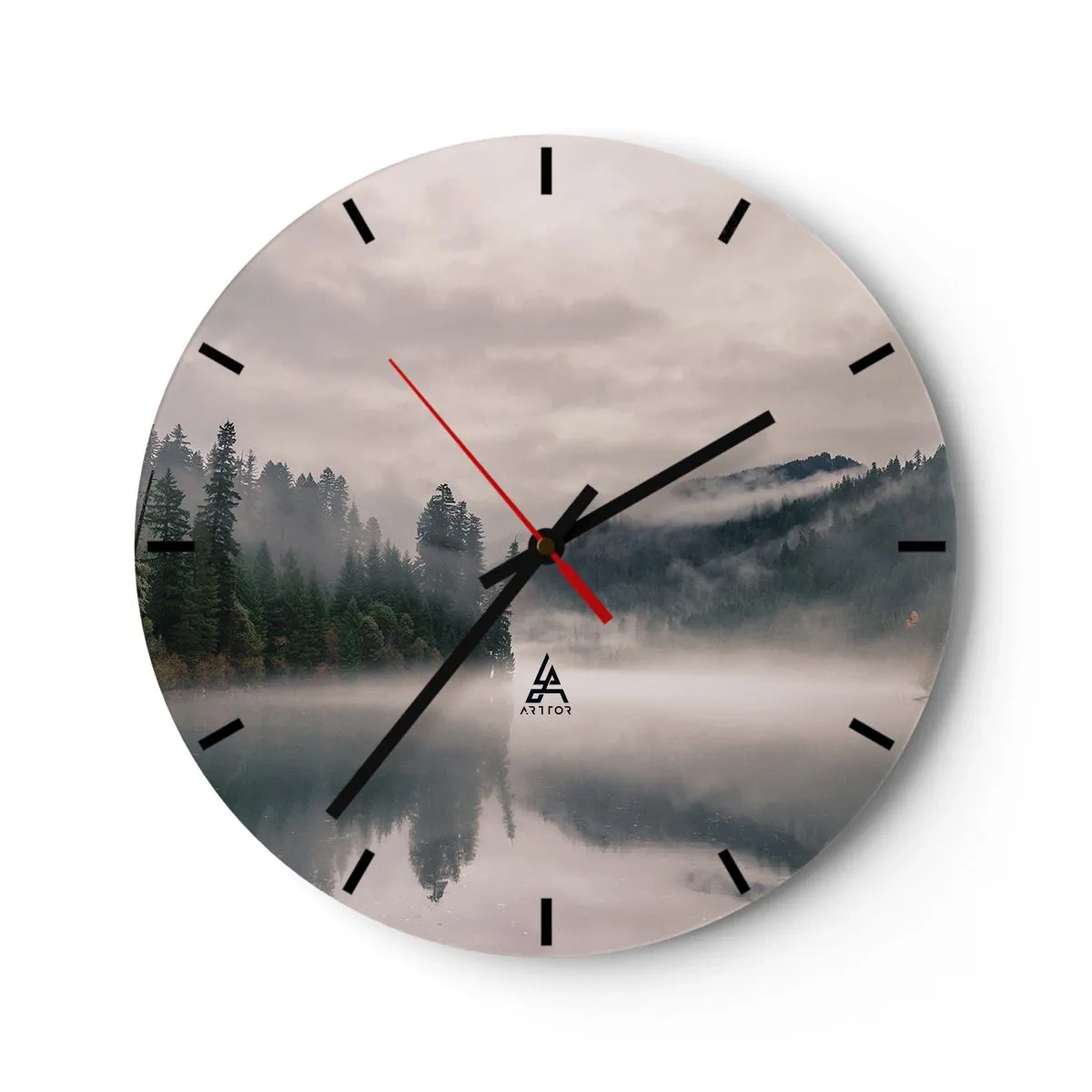 Wandklok - Klok - In reflectie, in de mist - 40x40 cm