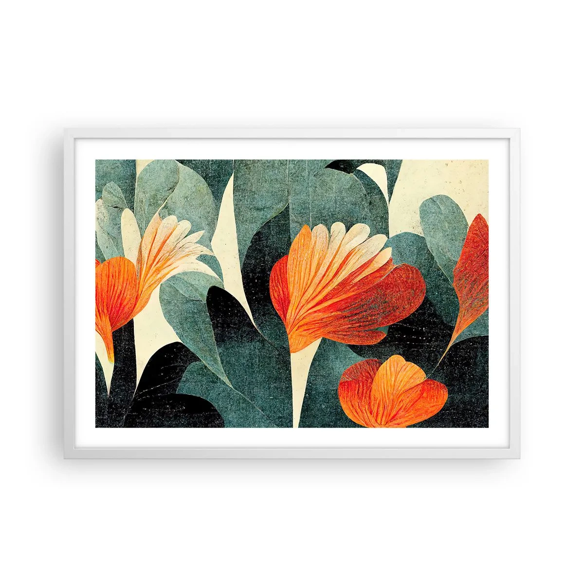 Poster in een witte lijst - De hitte van de tropen en de koelte van het groen - 70x50 cm