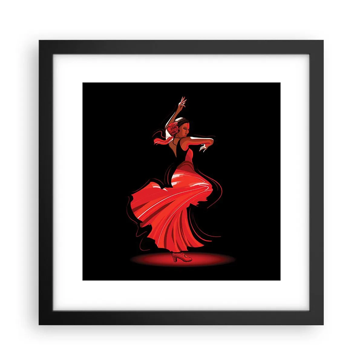 Poster in een zwarte lijst - De vurige geest van flamenco - 30x30 cm