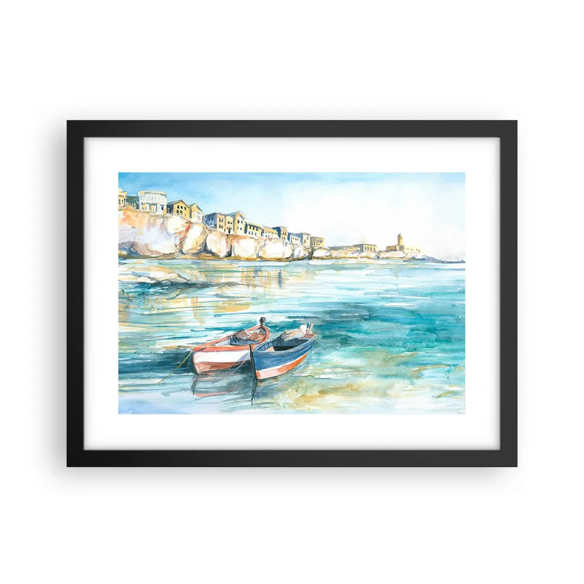 Poster in een zwarte lijst - Azuurblauw landschap - 40x30 cm