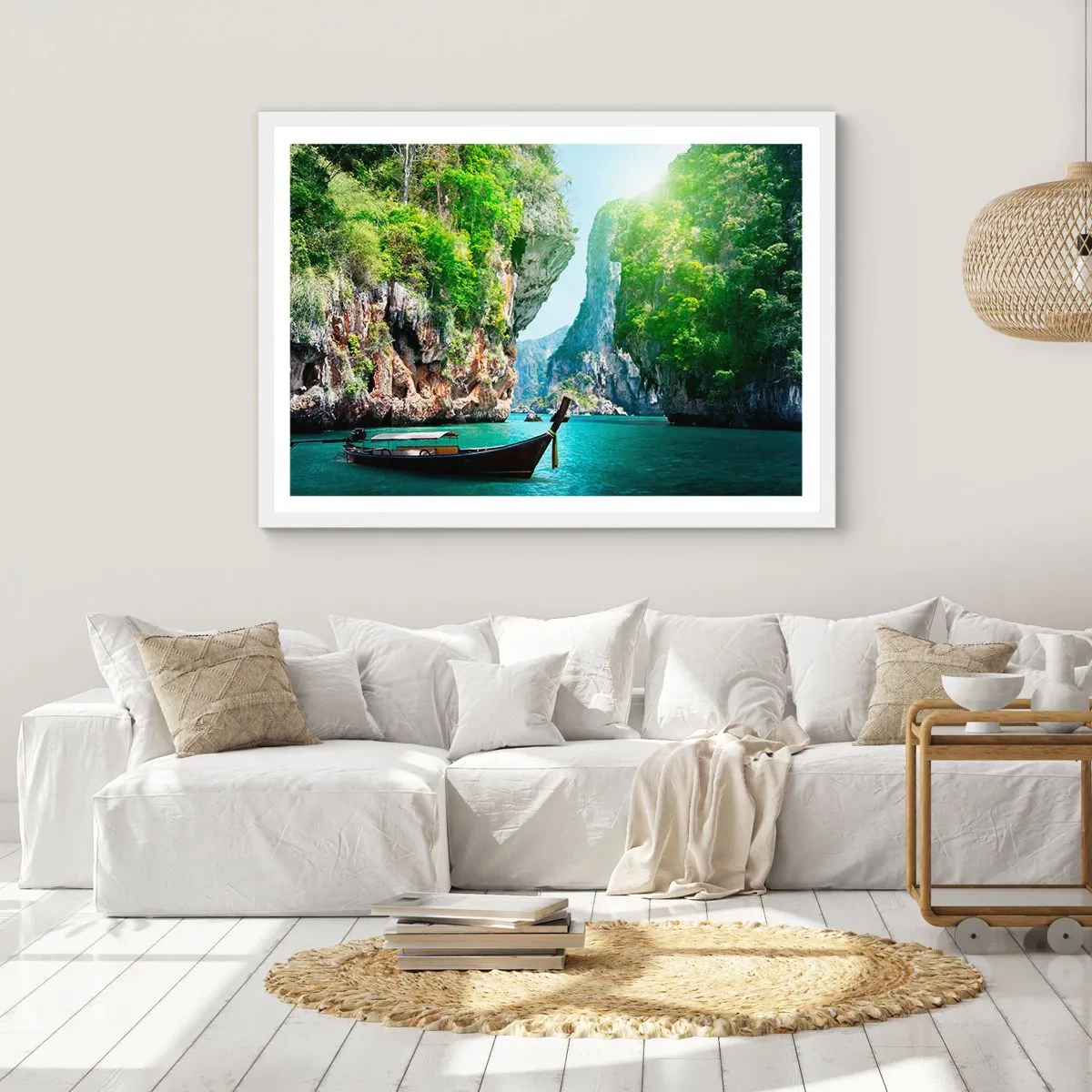 Poster in een witte lijst - Een uitnodiging voor een exotische reis - 100x70 cm