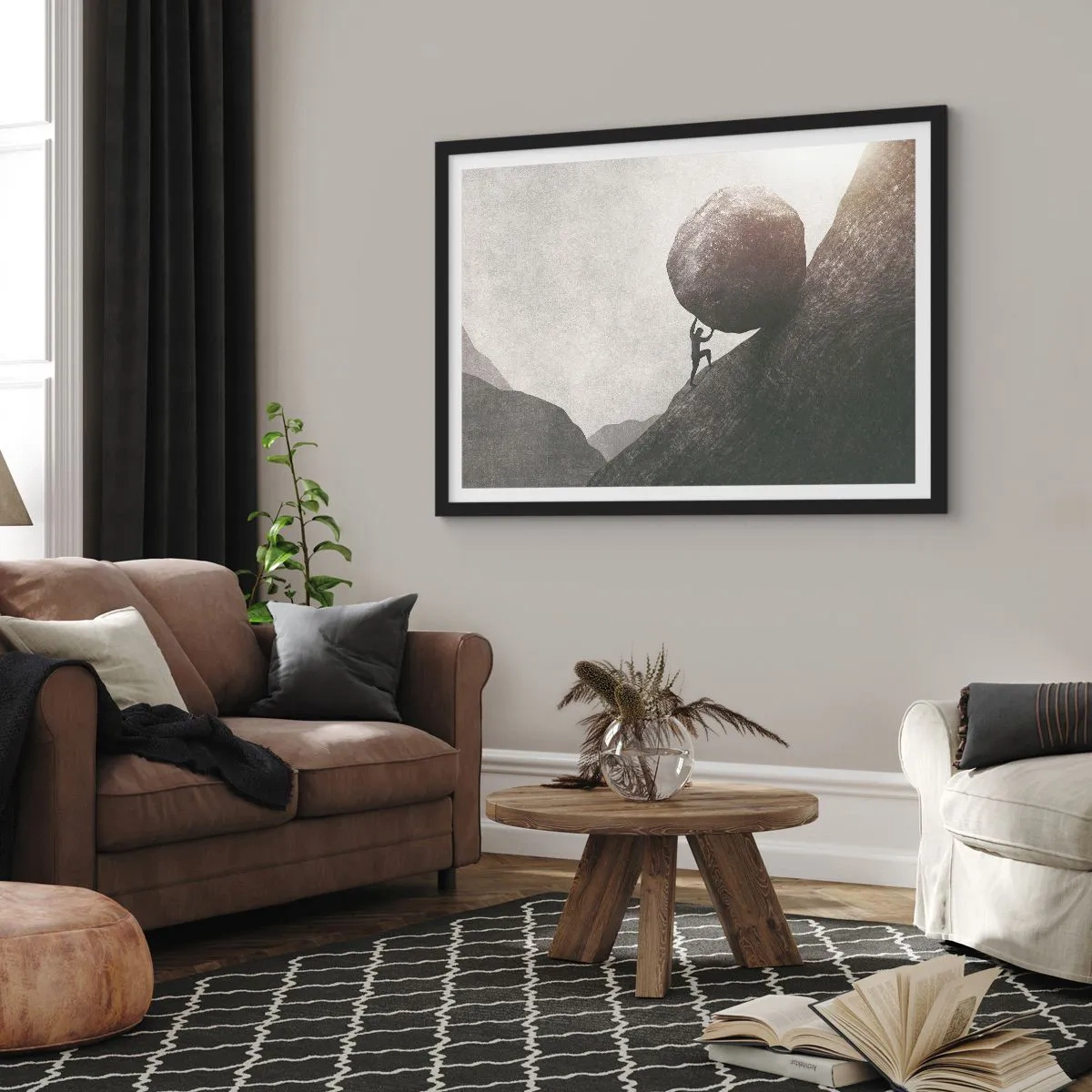 Poster in een zwarte lijst - Ik geloof tegen alle hoop in - 50x40 cm